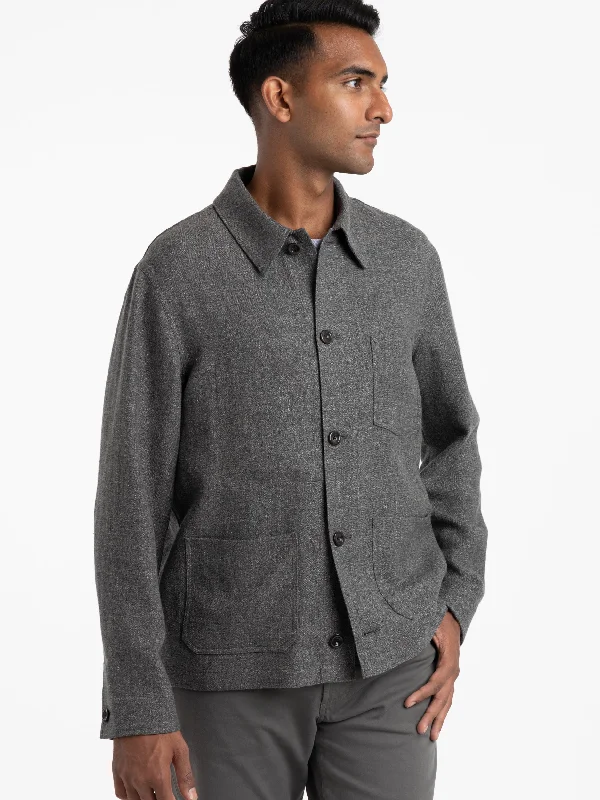 Men's Coats for Short MenGrey Burnham Hand-Tailored Herringbone Jacket