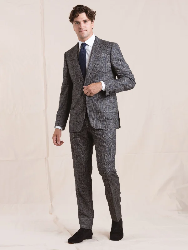 Men's Coats for Dressy OccasionsGrey Check Wool-Cotton Suit