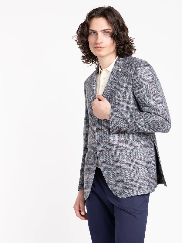 Men's Coats with Relaxed FitsGrey/Red Check Sport Jacket