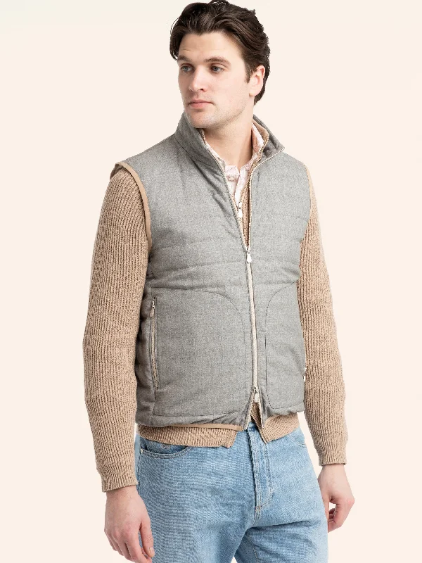 Men's Coats with Down InsulationGrey Wool Fresco Lightweight Down Vest