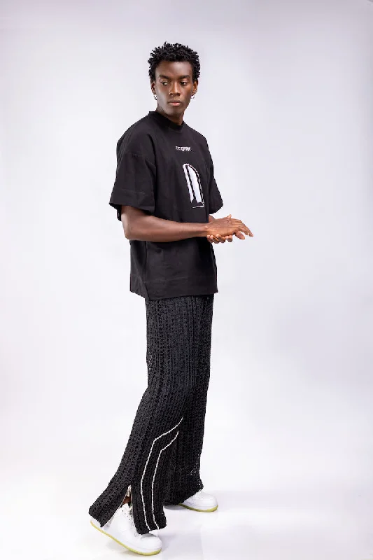 Men's Pants with Button-CuffsATTO TETTEH Black Gyambibi Macrame Pants