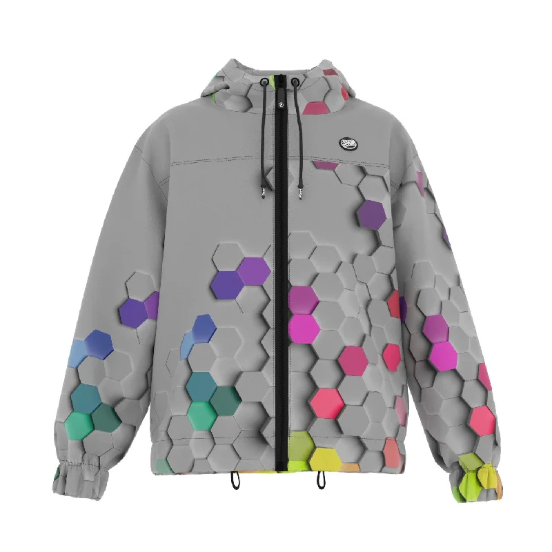 Men's Coats for HikingHexagonal Colors Windbreaker