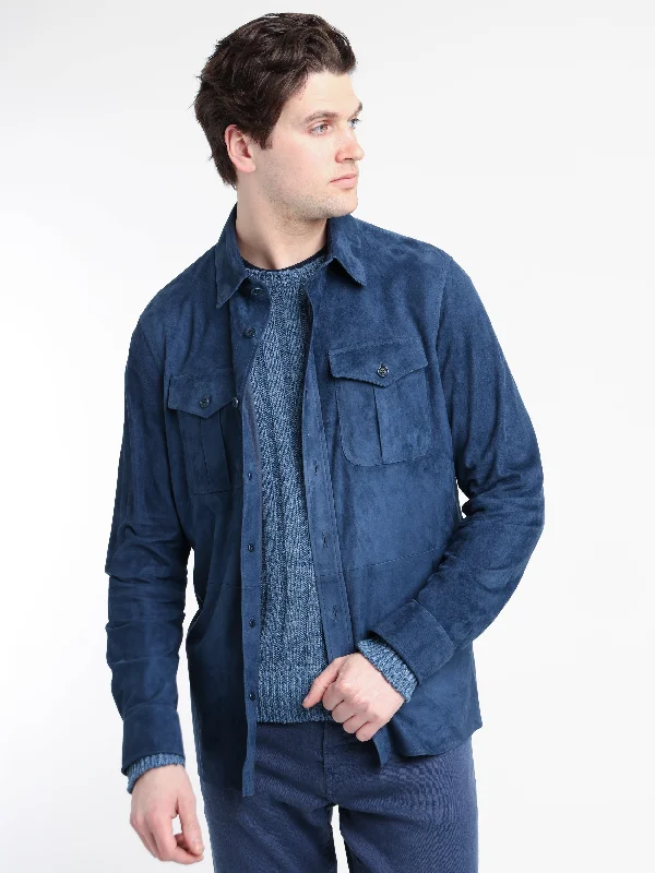 Men's Coats for LayeringIsland Blue Suede Overshirt