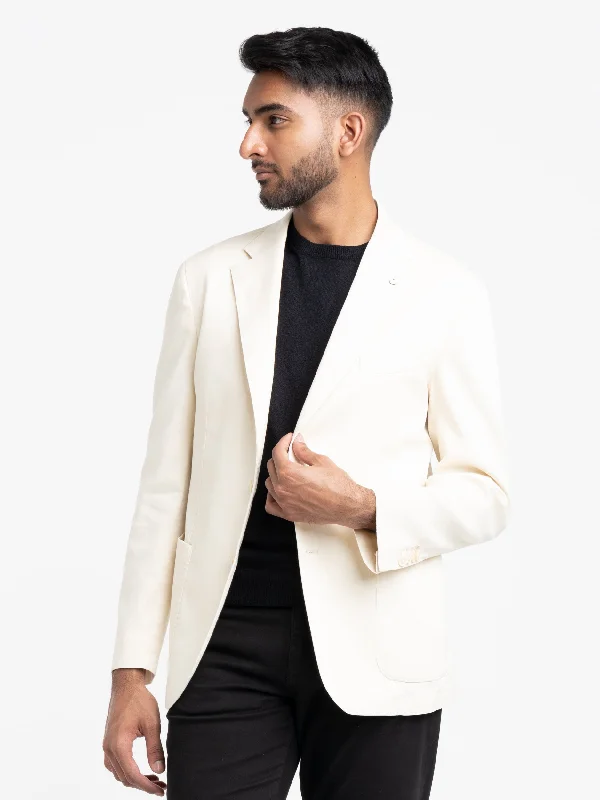 Men's Coats with ButtonsIvory White Garment-Dyed Jack Sport Jacket