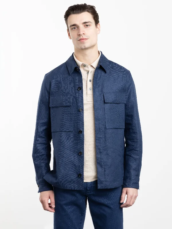 Weather-Resistant Men's CoatsUtility Blue Oasi Lino Overshirt