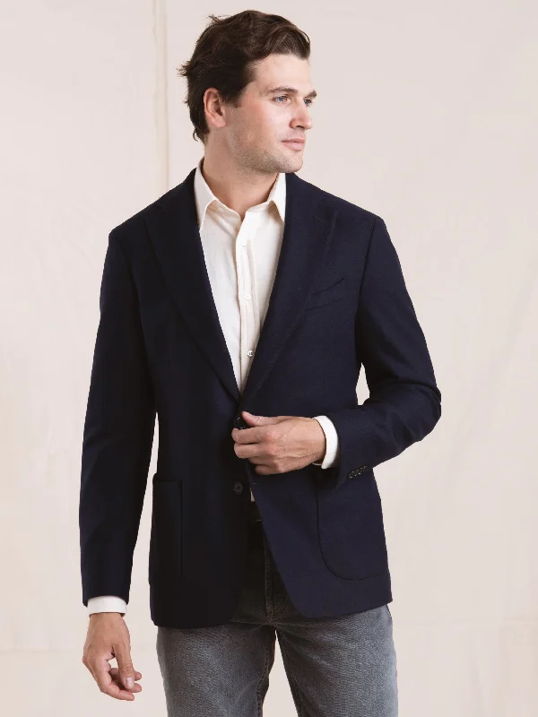 Men's Coats with LiningNavy Wool-Blend Sport Jacket