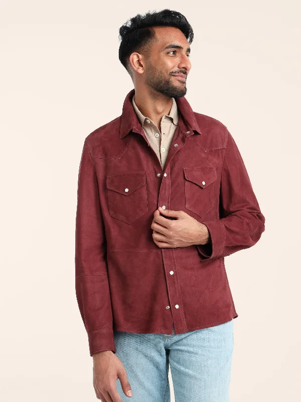 Men's Coats with VentilationRed Lightweight Suede Shirt