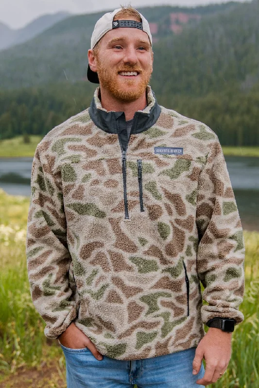 Men's Coats with Tactical FeaturesSherpa - Quarter Zip - Alpine Camo