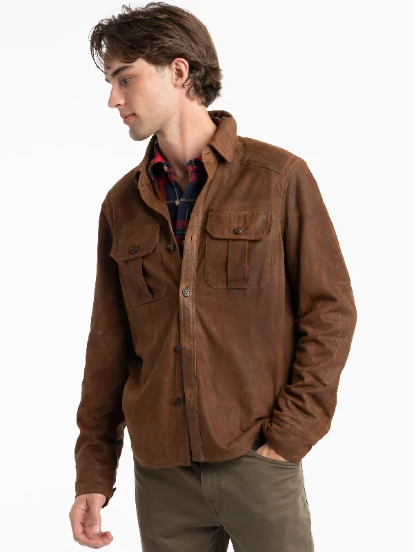 Men's Coats with Down InsulationSmith Brown Suede Shirt Jacket