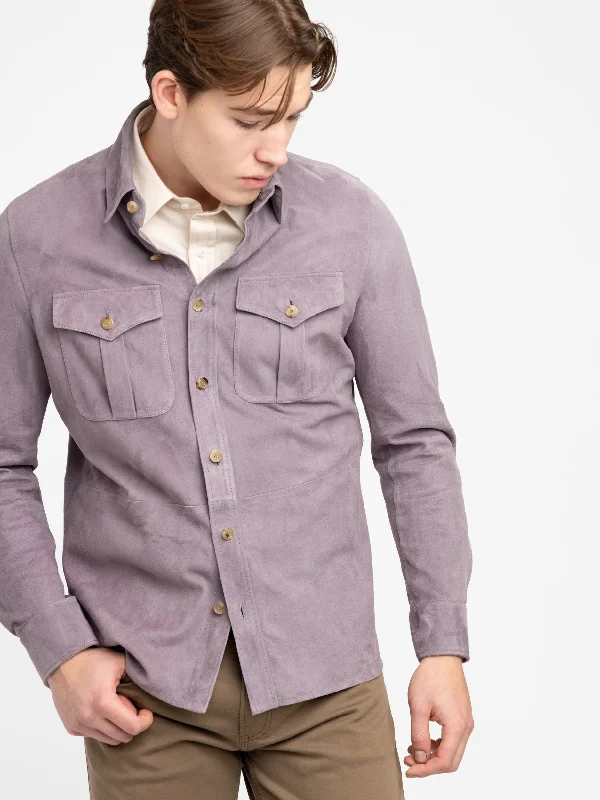 Men's Coats with ZippersWisteria Purple Suede Overshirt