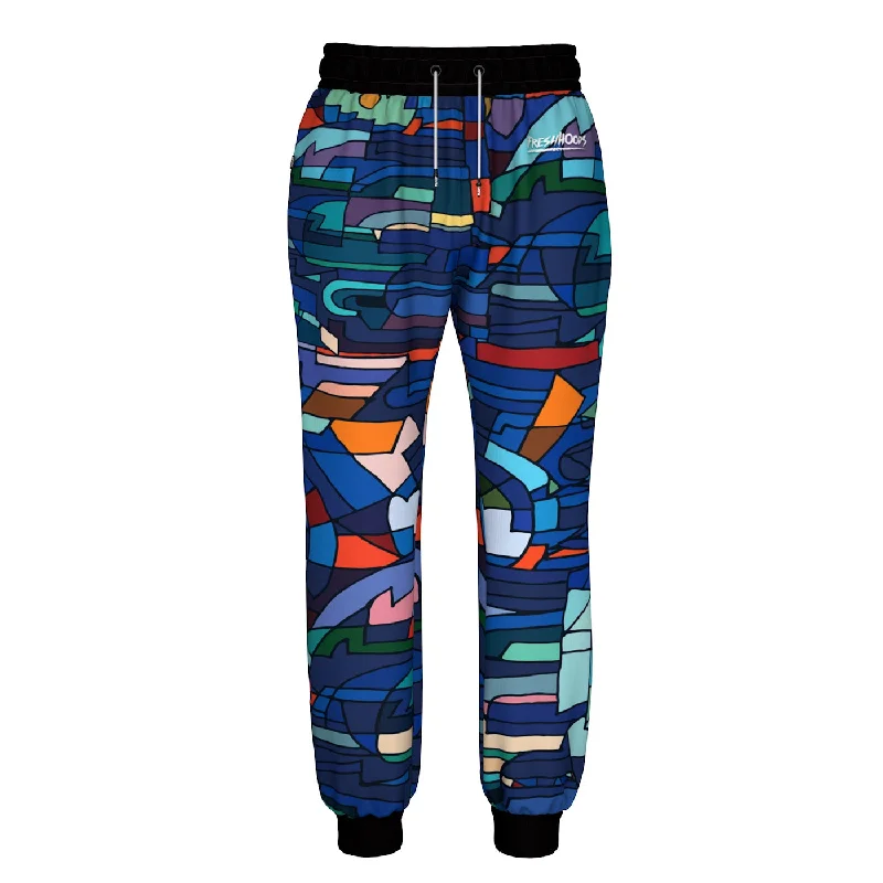 Men's Pants with Hidden ButtonsAbstract Mosaic Sweatpants