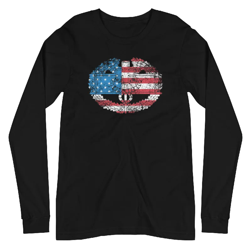 Men's Shirts with Patchwork PatternsCLT - CMB Flag Long Sleeve