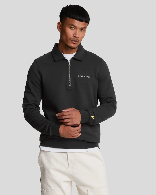 Elegant Men's SportswearEmbroidered Collared 1/4 Zip Jumper