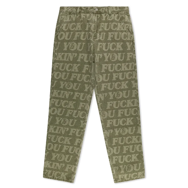 Men's Pants with SuspendersF.U.F.F. Washed Denim Pants (Light Olive Denim)