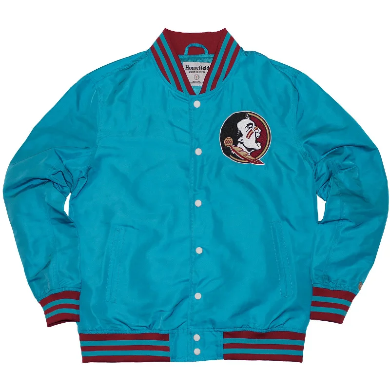 Classic Men's Button-Up ShirtsHomefield Men's Seminole Logo/Seminoles Bomber Jacket - Turquoise