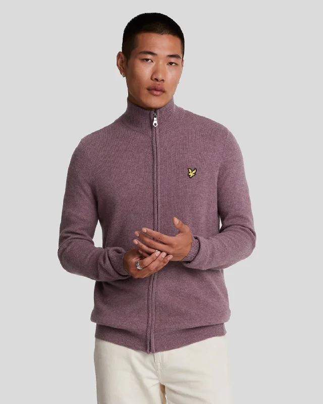 Cool and Breathable Men's SportswearLambswool Blend Zip Through Cardigan