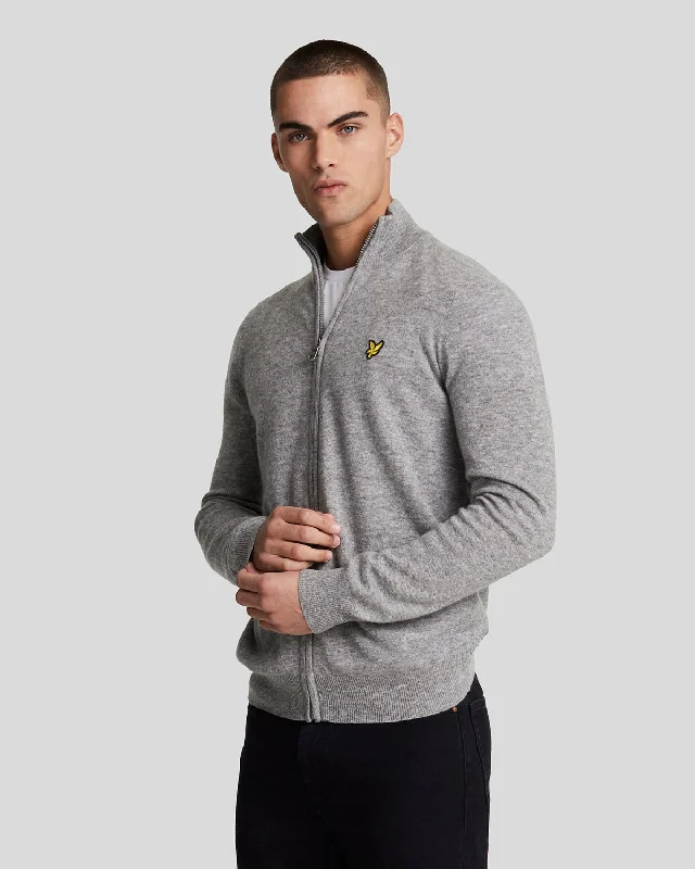 Moisture-Wicking Performance Men's SportswearLambswool Blend Zip Through Cardigan