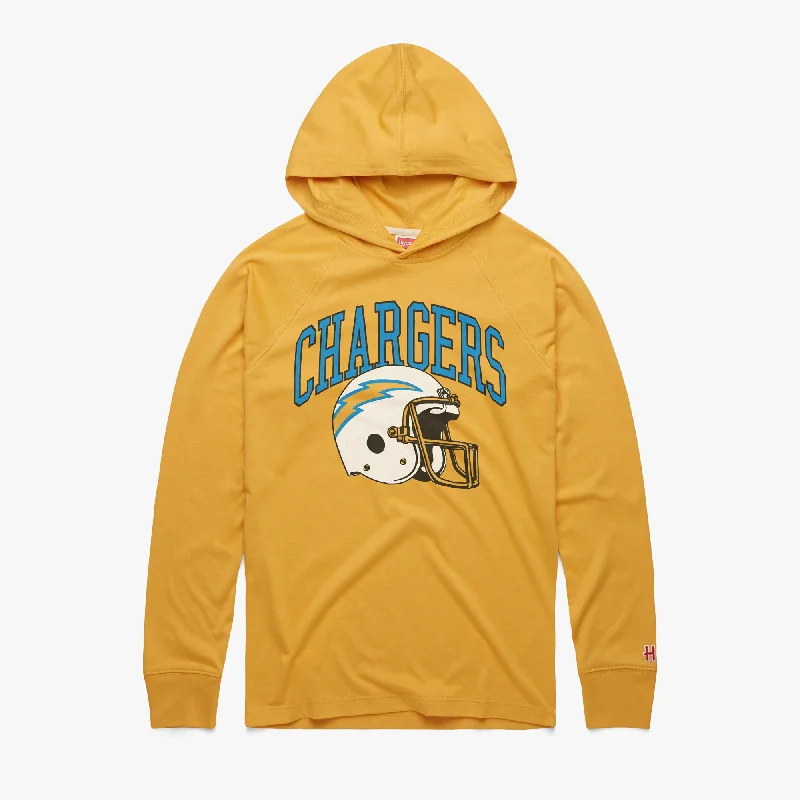 Men's Shirts with Adjustable CuffsLos Angeles Chargers Helmet Retro Lightweight Hoodie