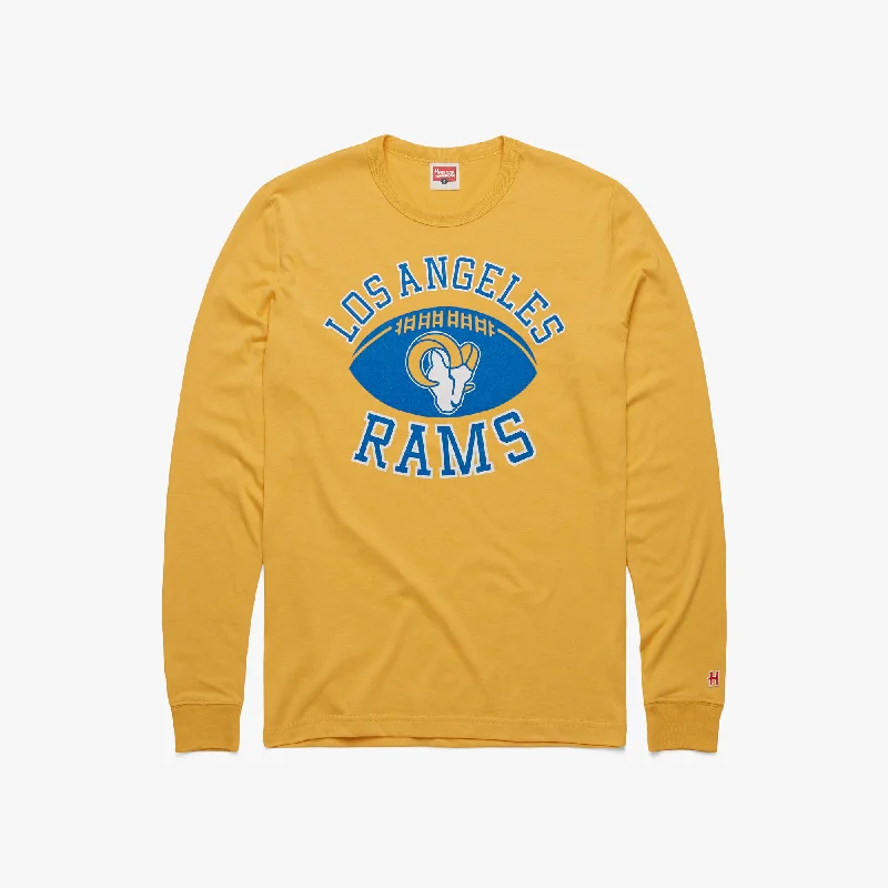 Men's Shirts with Double-Breasted DesignsLos Angeles Rams Pigskin Long Sleeve Tee