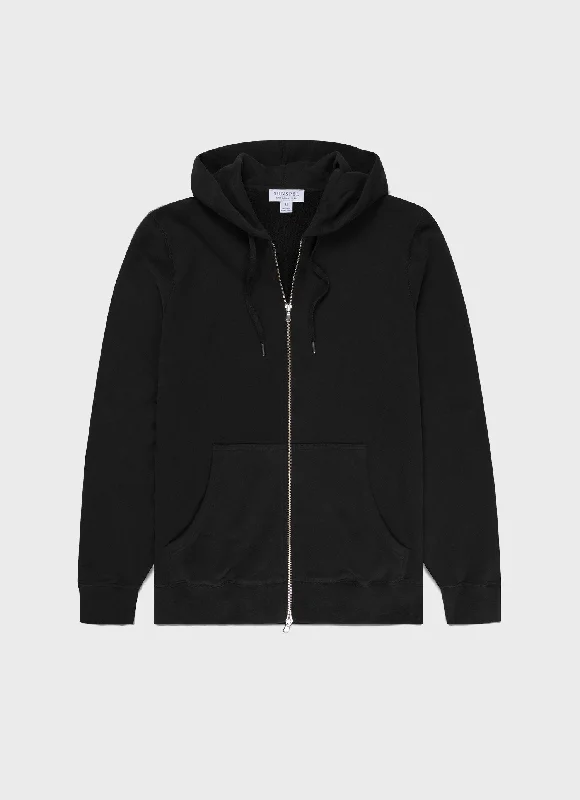 Modern Casual Men's SportswearMen's Loopback Zip Hoodie in Black