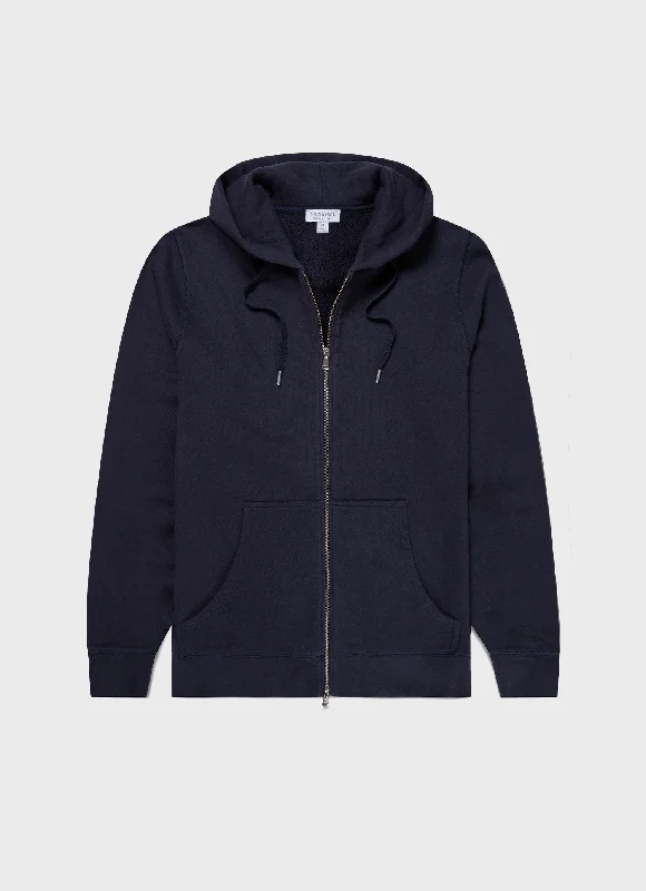 Versatile Everyday Men's SportswearMen's Loopback Zip Hoodie in Navy