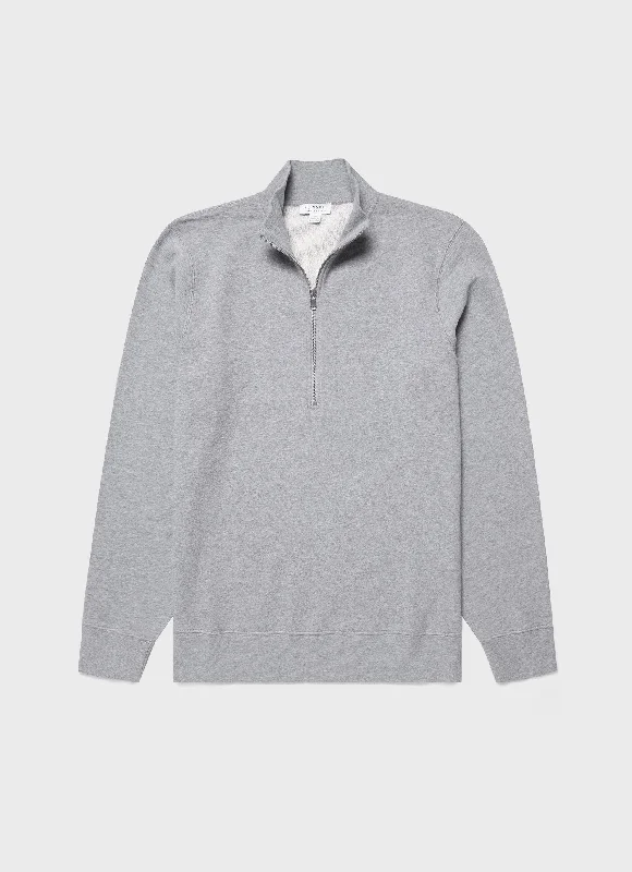 Fashion-Forward Men's SportswearMen's Half Zip Loopback Sweatshirt in Grey Melange