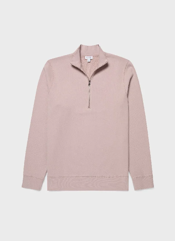 Quick-Drying and Stretchable Men's SportswearMen's Half Zip Loopback Sweatshirt in Pale Pink