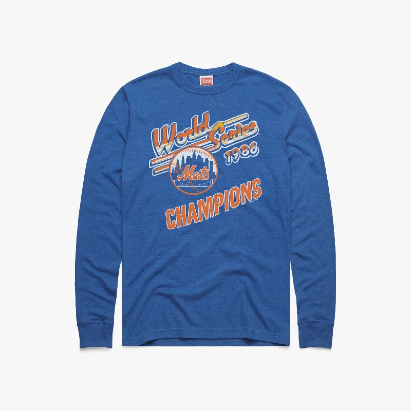 Men's Shirts with Adjustable HemlinesMets World Series Champs 1986 Long Sleeve Tee