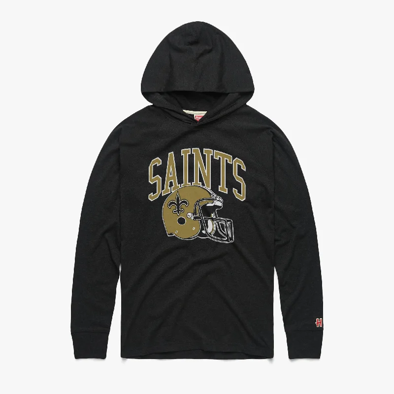 Men's Shirts with Full PlacketsNew Orleans Saints Helmet Lightweight Hoodie