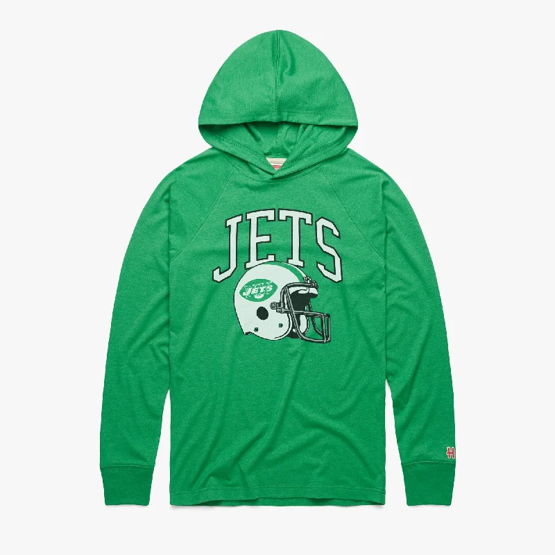 Men's Shirts with Lace-Up HemlinesNew York Jets Helmet Retro Lightweight Hoodie