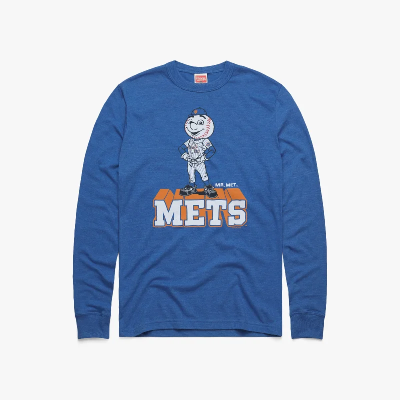 Warm Men's Fleece-Lined TopsNew York Mets Mr. Met Long Sleeve Tee