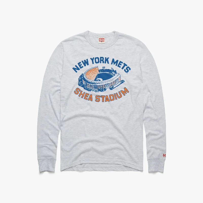 Men's Shirts with Pleated HemlinesNew York Mets Shea Stadium Long Sleeve Tee