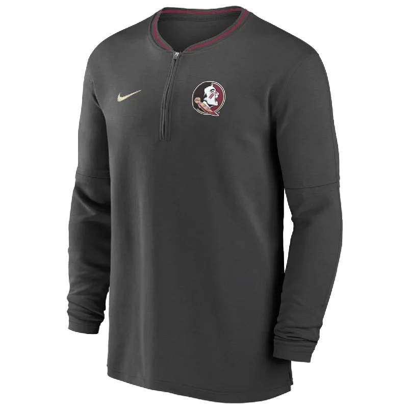 Warm Men's Fleece-Lined TopsNike Men's 2024 Seminole Logo Dri-fit Half-zip Coach's Top - Anthracite