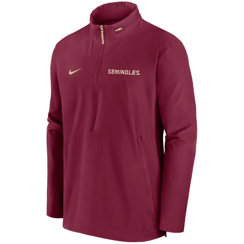 Patterned Men's Hawaiian ShirtsNike Men's 2024 Seminoles Coach's Lightweight Hooded 1/4 Zip Jacket - Garnet