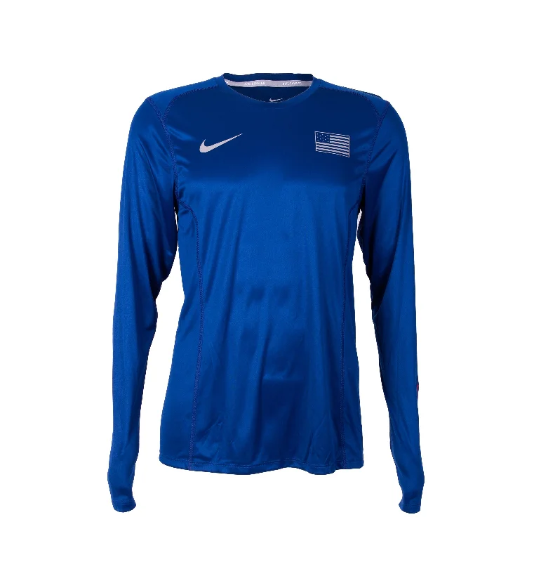 Men's Shirts with Single-Breasted DesignsNike USA Men's Official Rio Team Miler Long Sleeve