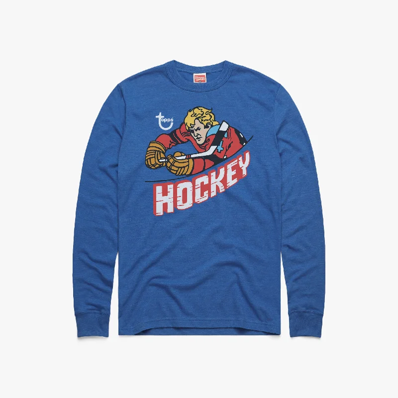 Men's Shirts with Lace-Up HemlinesTopps Hockey Long Sleeve Tee