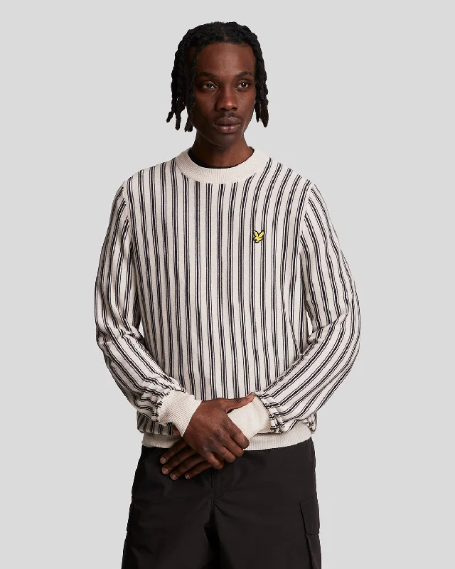 Trend-Setting Men's SportswearVertical Stripe Crew Neck Jumper