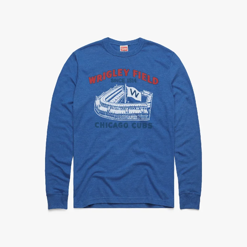 Men's Unique and Designer TopsWrigley Field Chicago Cubs Long Sleeve Tee